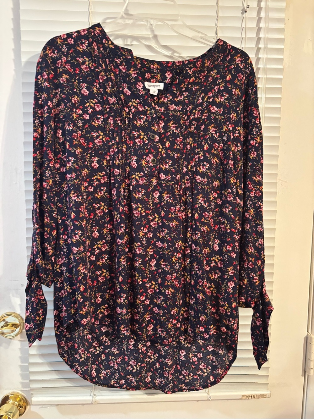 Westport Black & Red Floral Long-Sleeve Blouse
